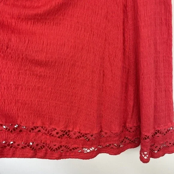 Free People To The Point Dress with Lace Cut Outs size Small Eyelet Long Sleeve - Picture 5 of 8